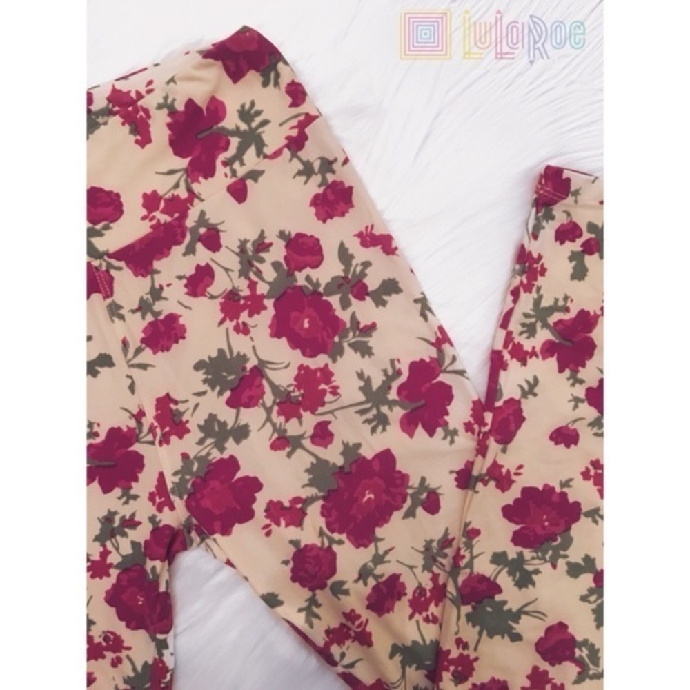 LuLaRoe pink roses one size leggings